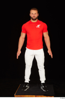  Dave black sneakers dressed red t shirt standing white pants whole body 0001.jpg